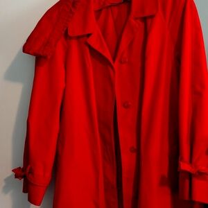 RED, LINED LIGHTWEIGHT  LONDON FOG, QUALITY LONG COAT. SIZE 16